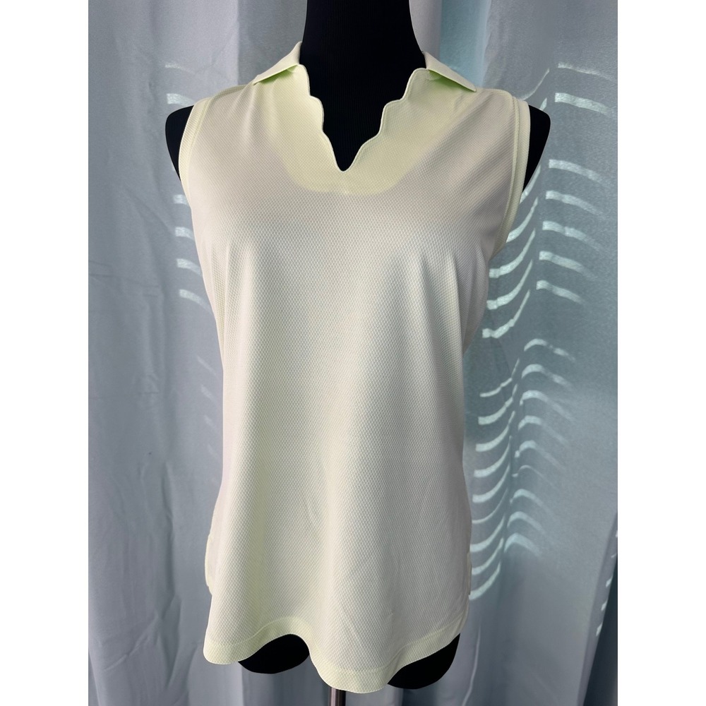 Walter Hagen Womens Clubhouse Scallop Sleeveless Polo Lime Green  Small